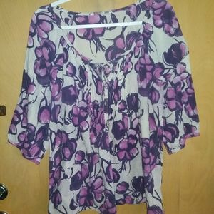 Old Navy Size XL Purple Posey Floral Blouse